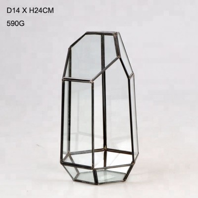 Hot sell terrarium geometric glass vase for plant